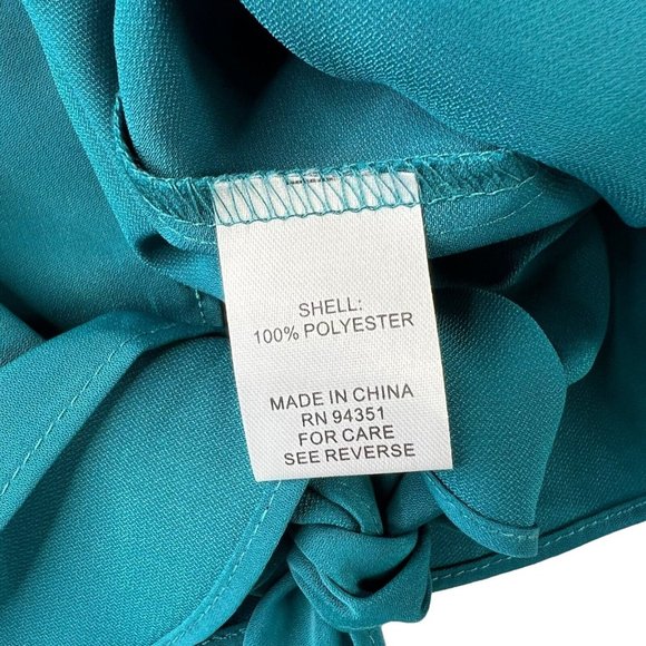 Jade Melody Tam Womens Top Size Small Teal Blue Green Tie Front Button Up - Picture 9 of 9